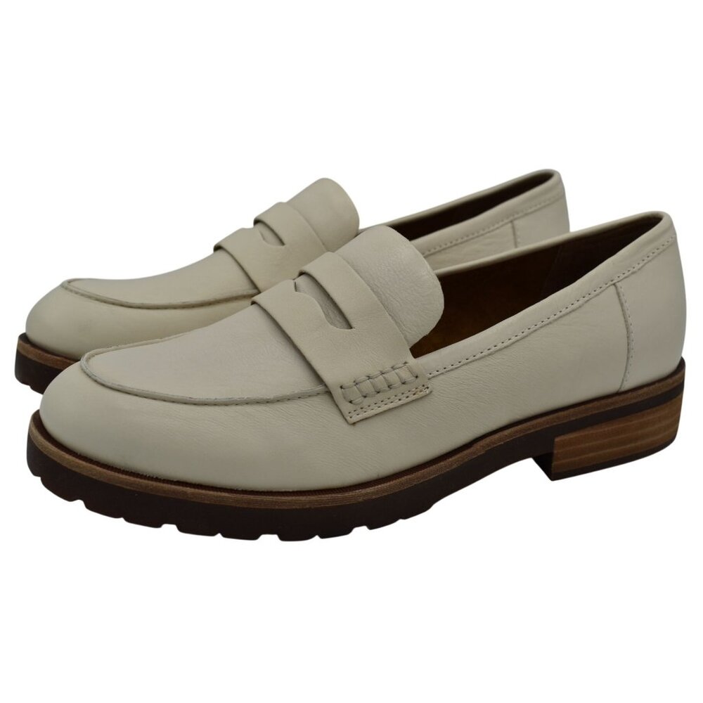 Kork-Ease Women 10 Carlisle White Full Grain Leather Slip On Penny Loafers Shoes